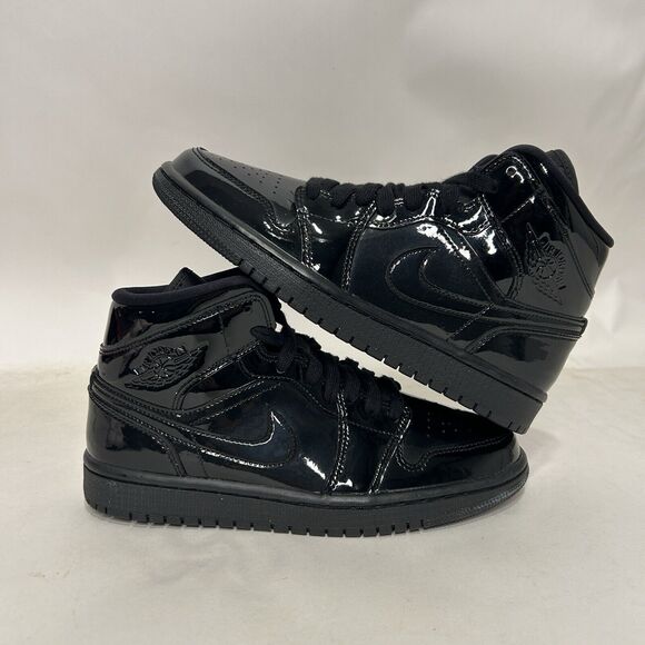Jordan Shoes - Nike Air Jordan 1 Mid Retro WMNS Patent Leather "Triple Black"